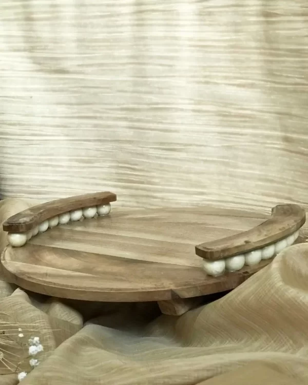 سینی گرد چوب گردو - Image 4