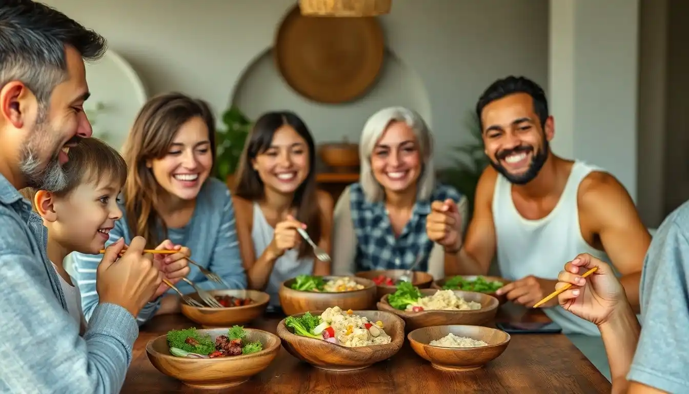 غذاخوری خانوادگی با ظروف چوبی
