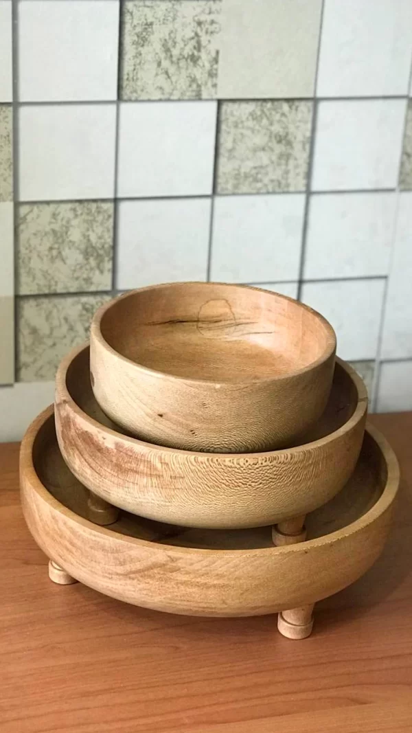 ست 3 عددی کاسه چوبی بزرگ - Image 4