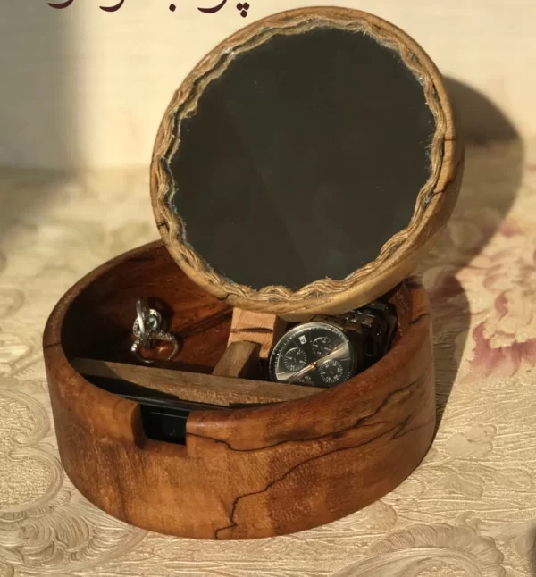 جعبه جواهر آینه دار چوب گردو - Image 3