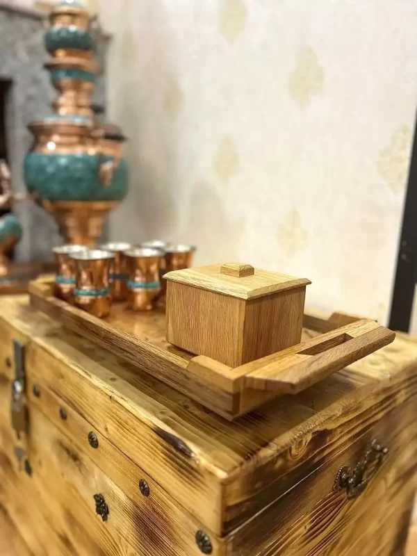 سینی پایه دار چوب بلوط