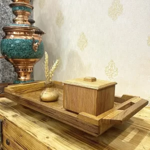 سینی پایه دار چوب بلوط