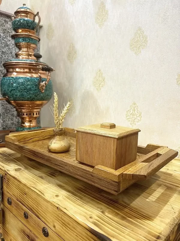 سینی پایه دار چوب بلوط