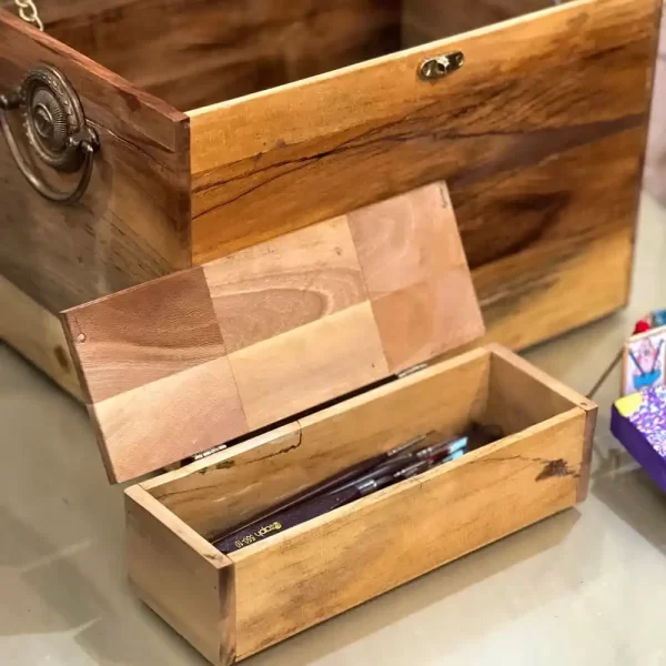 جعبه نقاشی چوبی به همراه جای قلم - Image 3